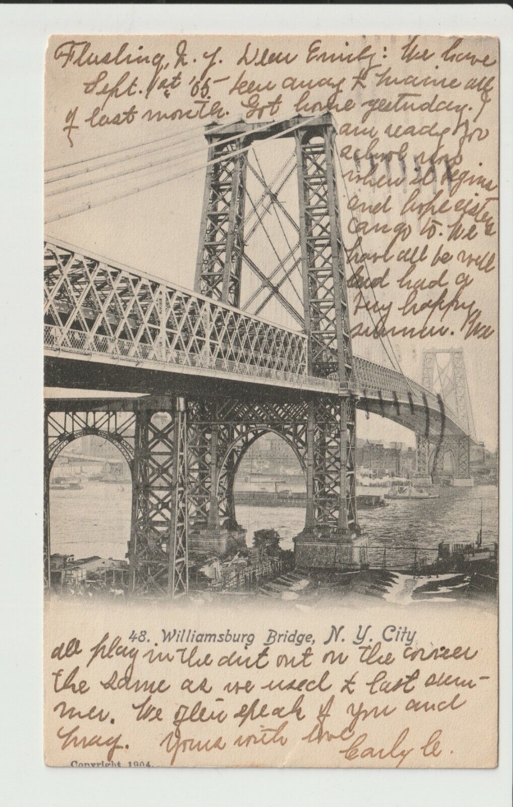 New York City View of the Williamsburg Bridge NYC by Rotograph Co 1905 POSTED NY