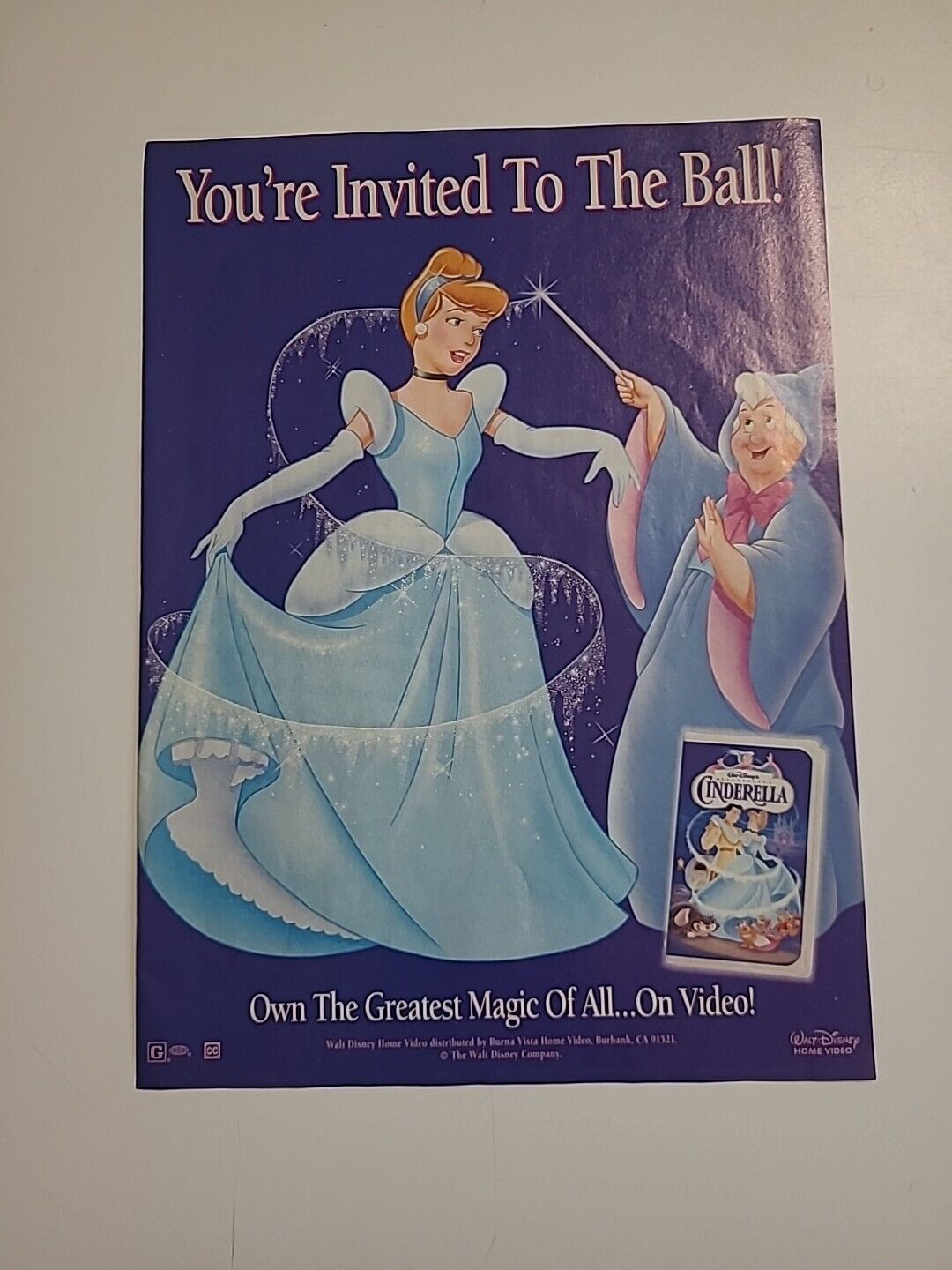 Cinderella Disney Vhs 1995 Print Ad Vintage 8x11  Great To Frame 