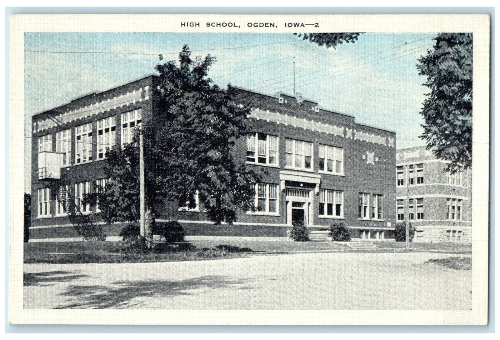 c1930's High School Building Campus Ogden Iowa IA Unposted Vintage Postcard