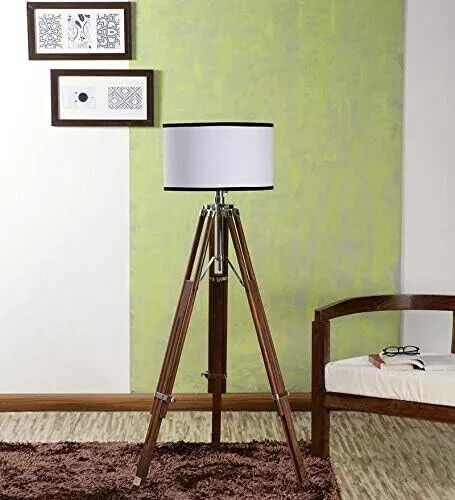 Nautical Tripod Floor Lamp Wooden Design Lamp Without Shade