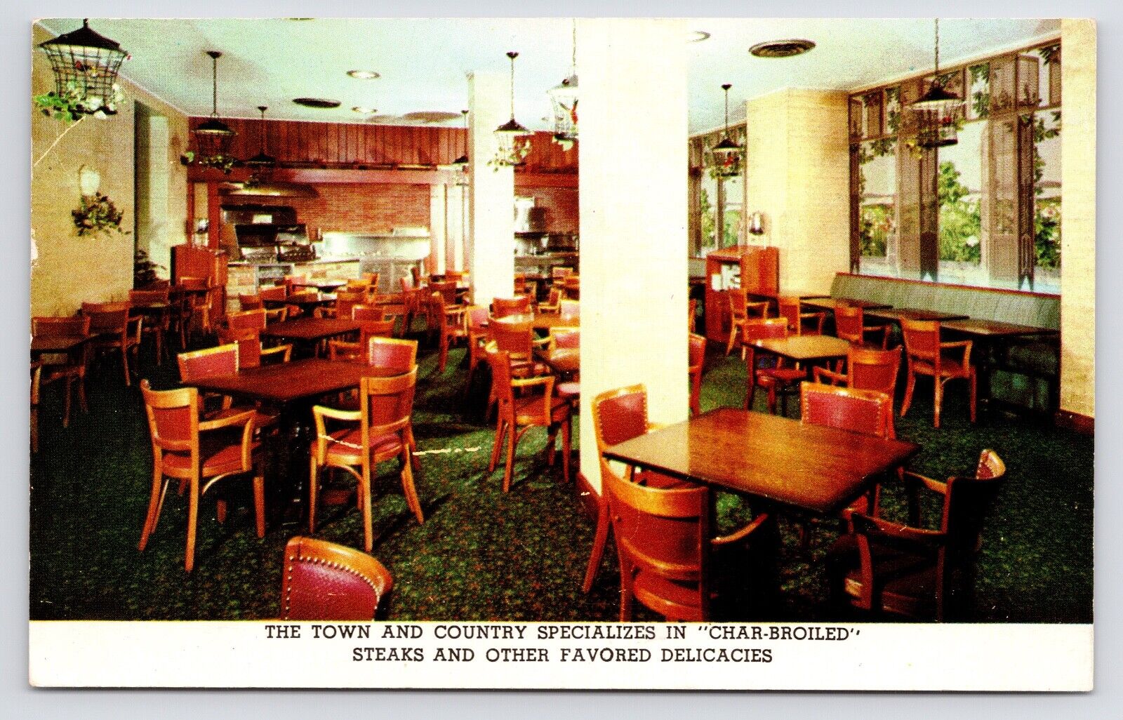 1950s~Birmingham AL~Dinkler Tutwiler~Town & Country Restaurant~VTG Postcard