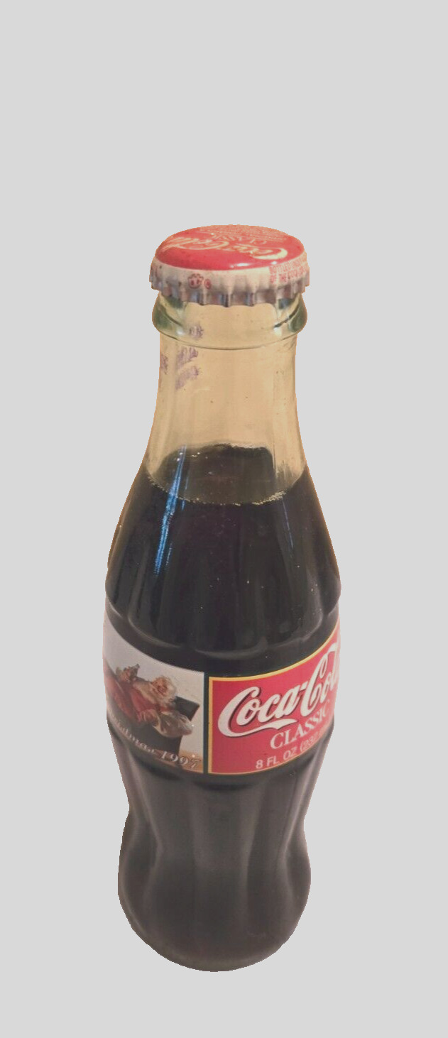 Coca-Cola Classic 1997 Christmas Bottle with Santa 8 oz, Unopened