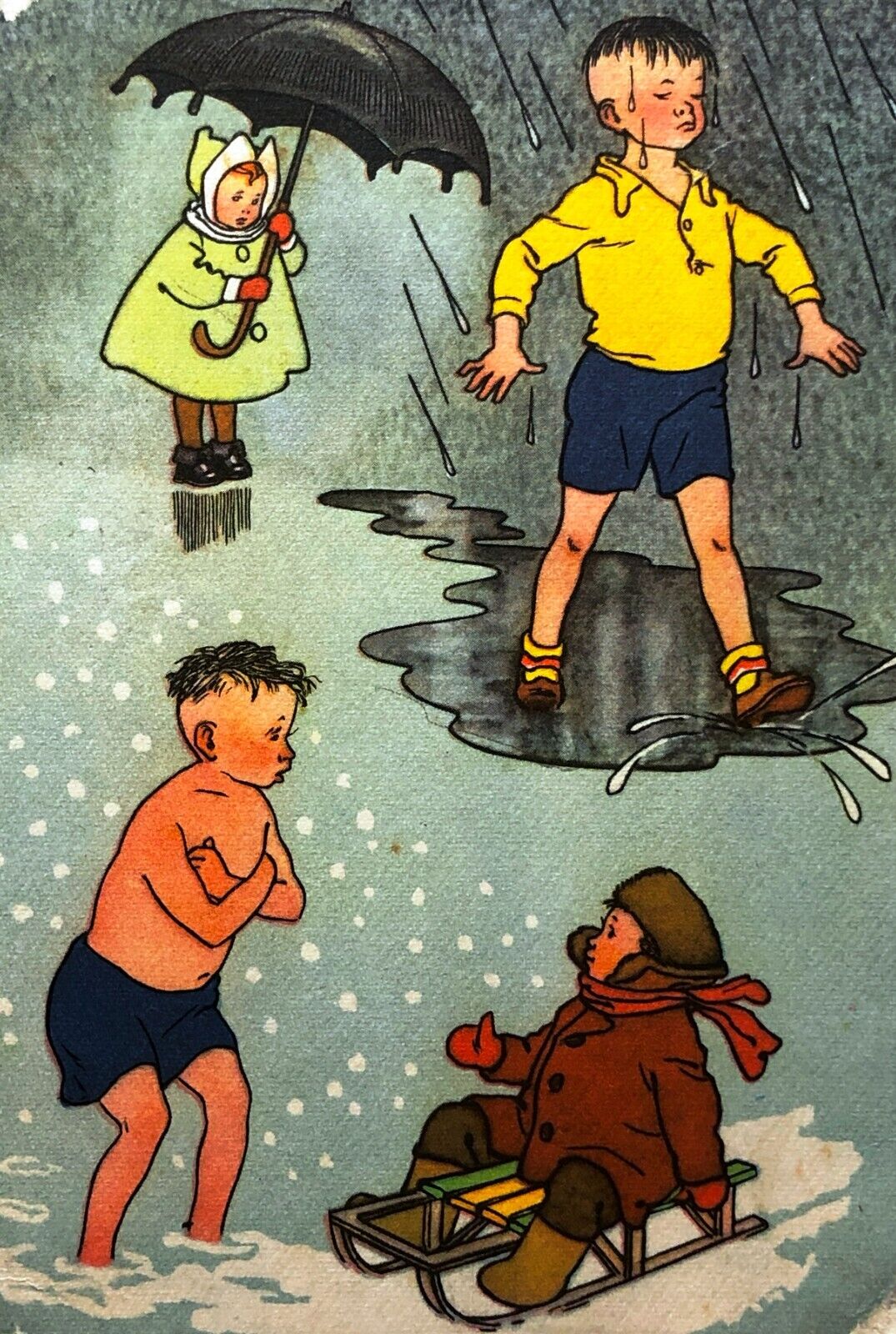 1956 Little Girl Boys Foma Comic Children Kids Unposted Vintage Postcard