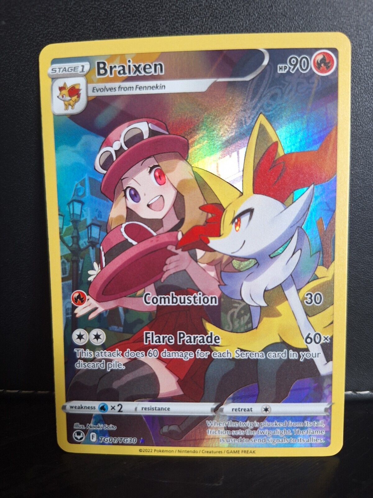Braixen - TG01/TG30 - Pokemon Silver Tempest Trainer Gallery Holo Card NM