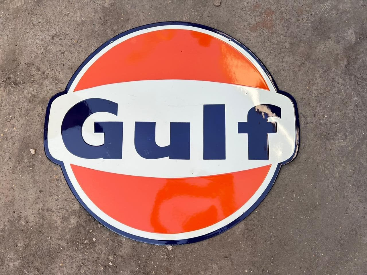 RARE PORCELAIN GULF ENAMEL SIGN 36 INCHES DOUBLE SIDED