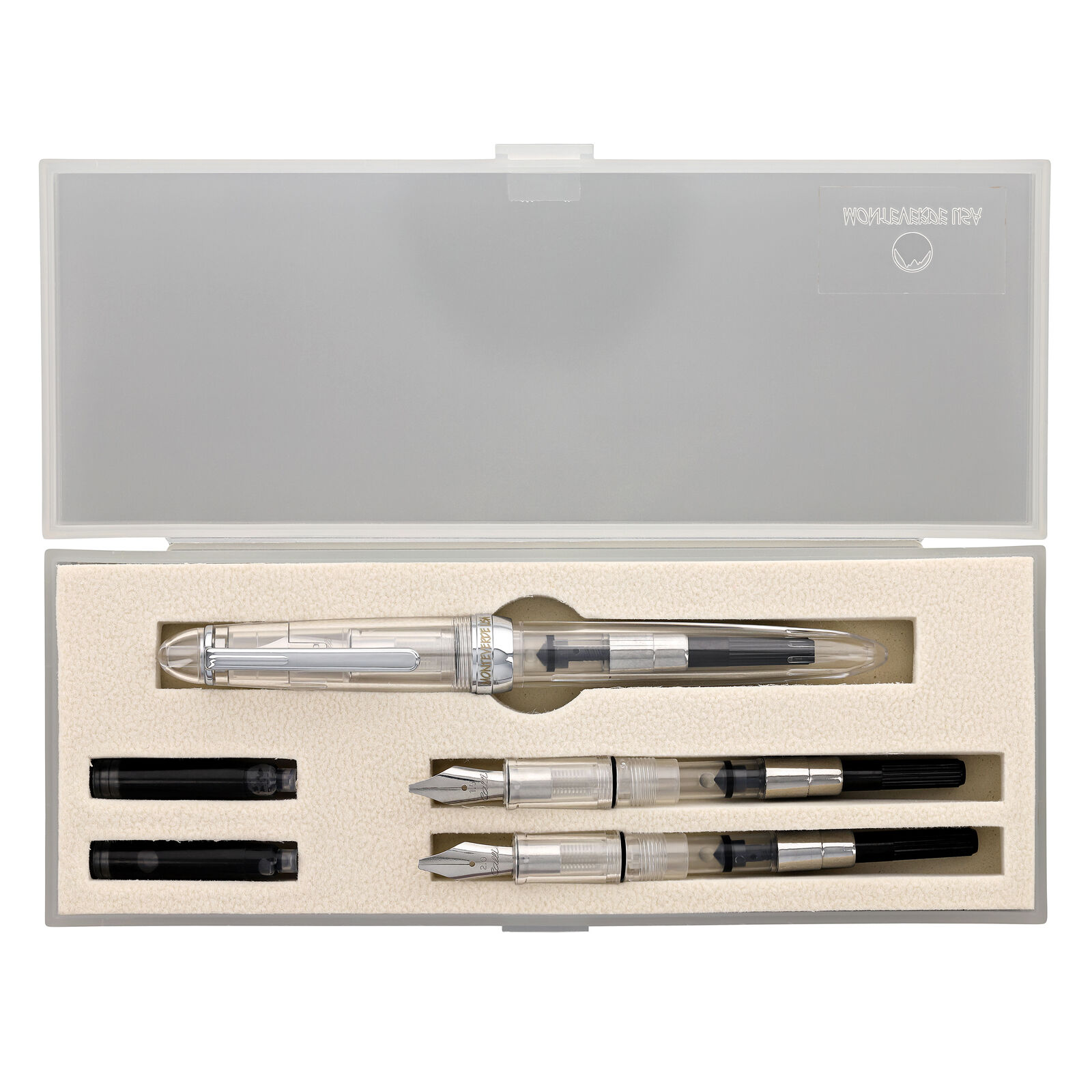 Monteverde Monza ID Fountain Pen in Clear - Calligraphy Set - NEW in Box