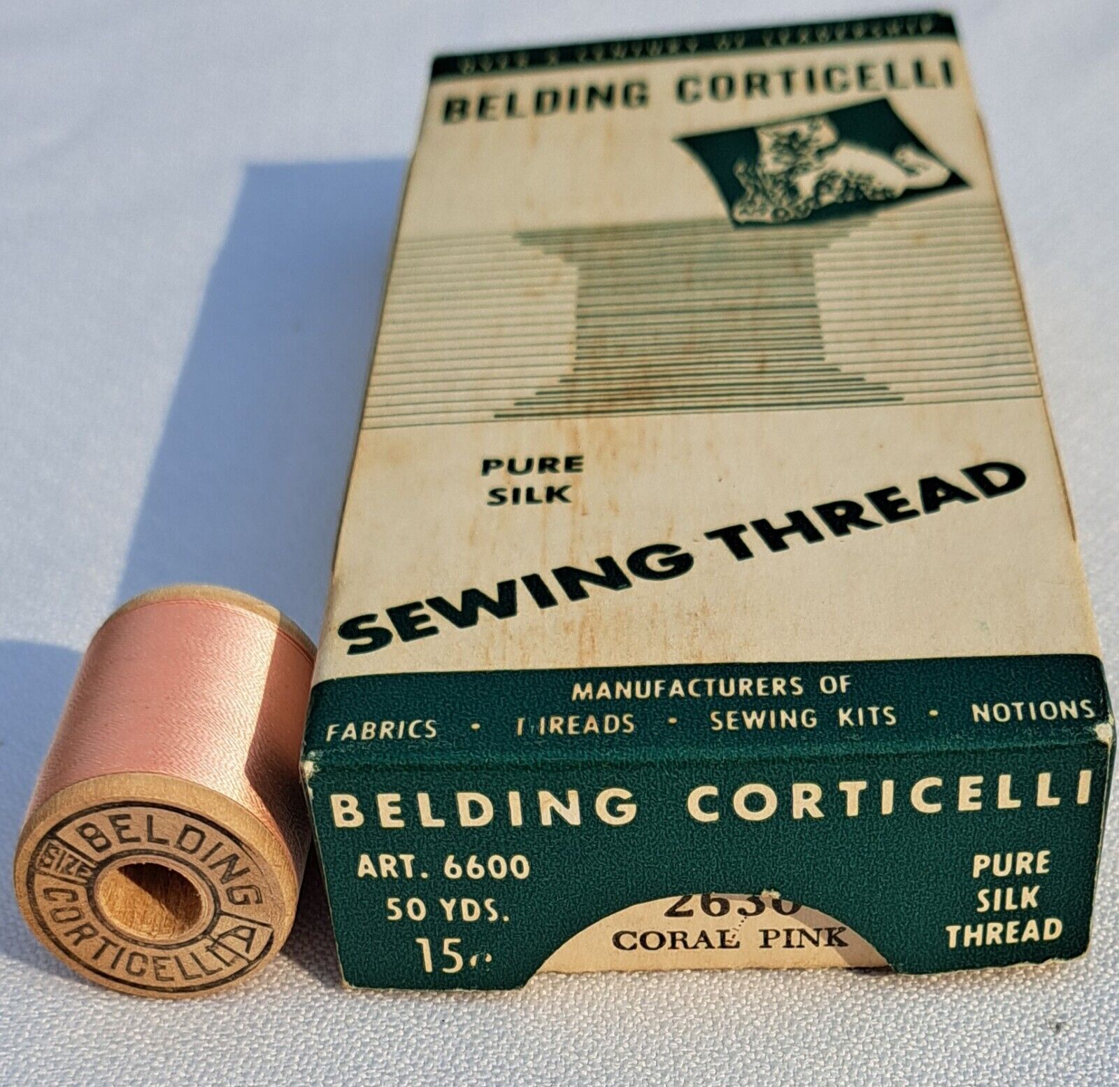 Vintage 10 Belding Corticelli Pure Silk Thread Sz A 50 Yds/ Org Box/ Wood Spools