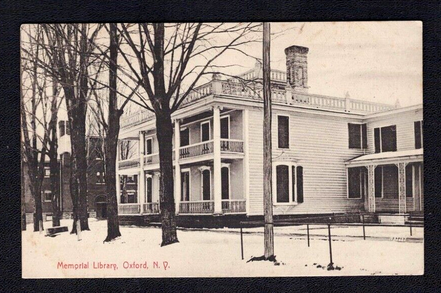 Oxford NY New York Memorial Library Vintage Chenango County Postcard