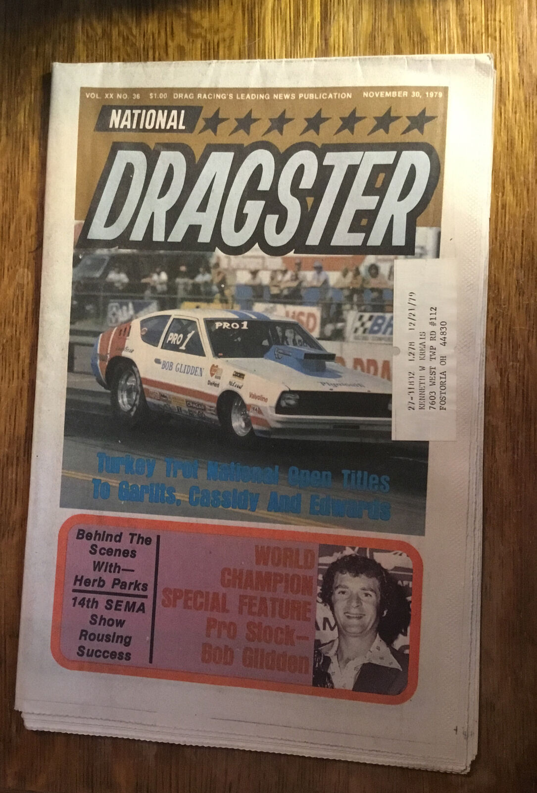 NATIONAL DRAGSTER NEWSPAPER, NOVEMBER 30, 1979, NICE READING, VINTAGE RACE NEWS