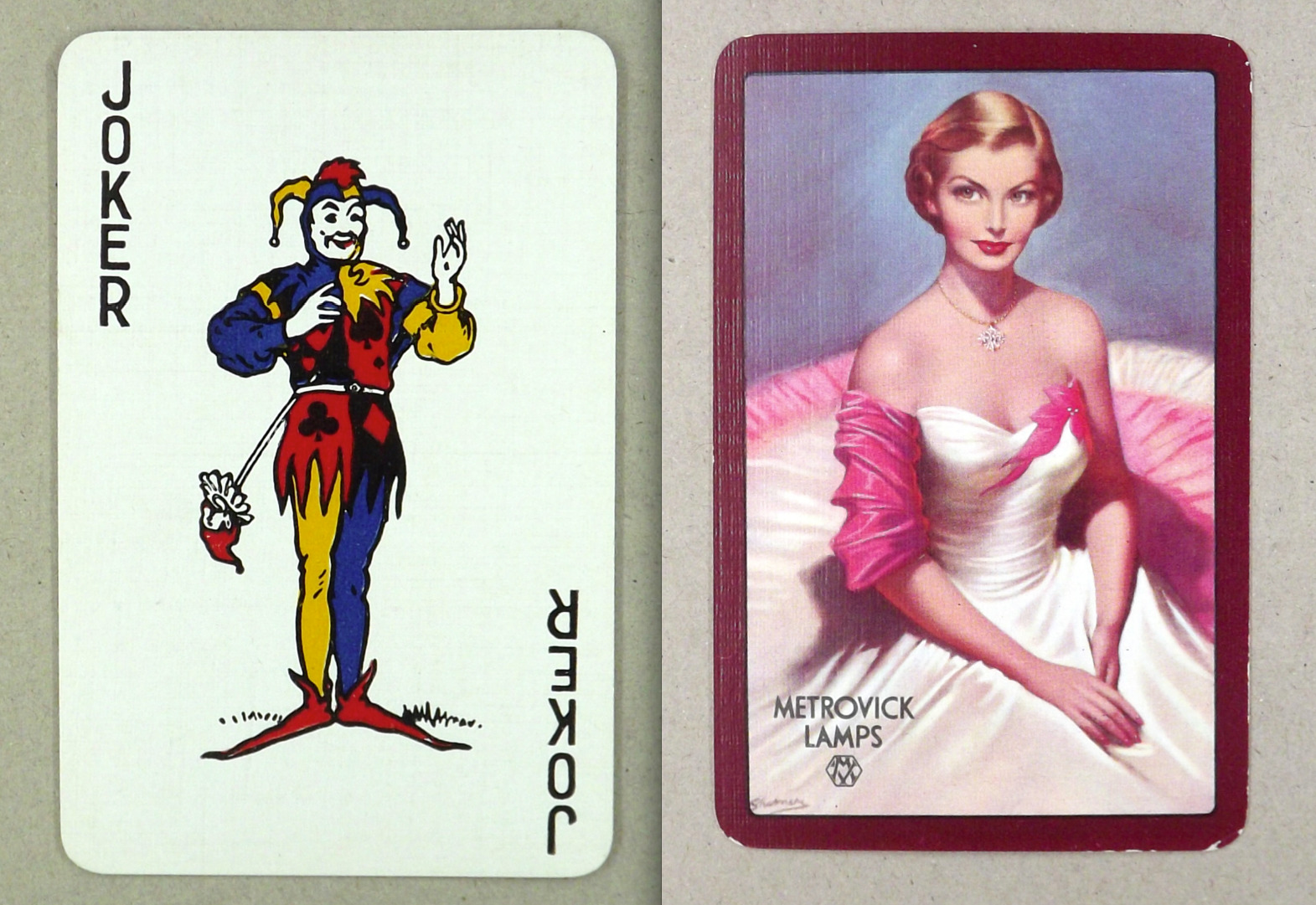1 x Joker playing card Metropolitan Vickers Metrovik Lamps Lady evening AE 045