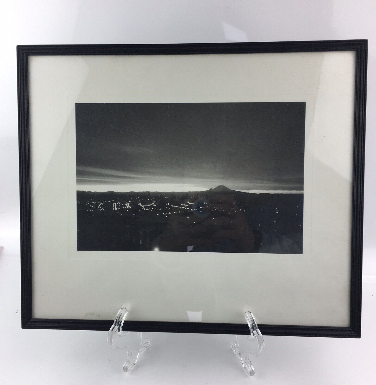 Mt Rainier Seattle Washington Black & White Photograph Matted & Framed vintage