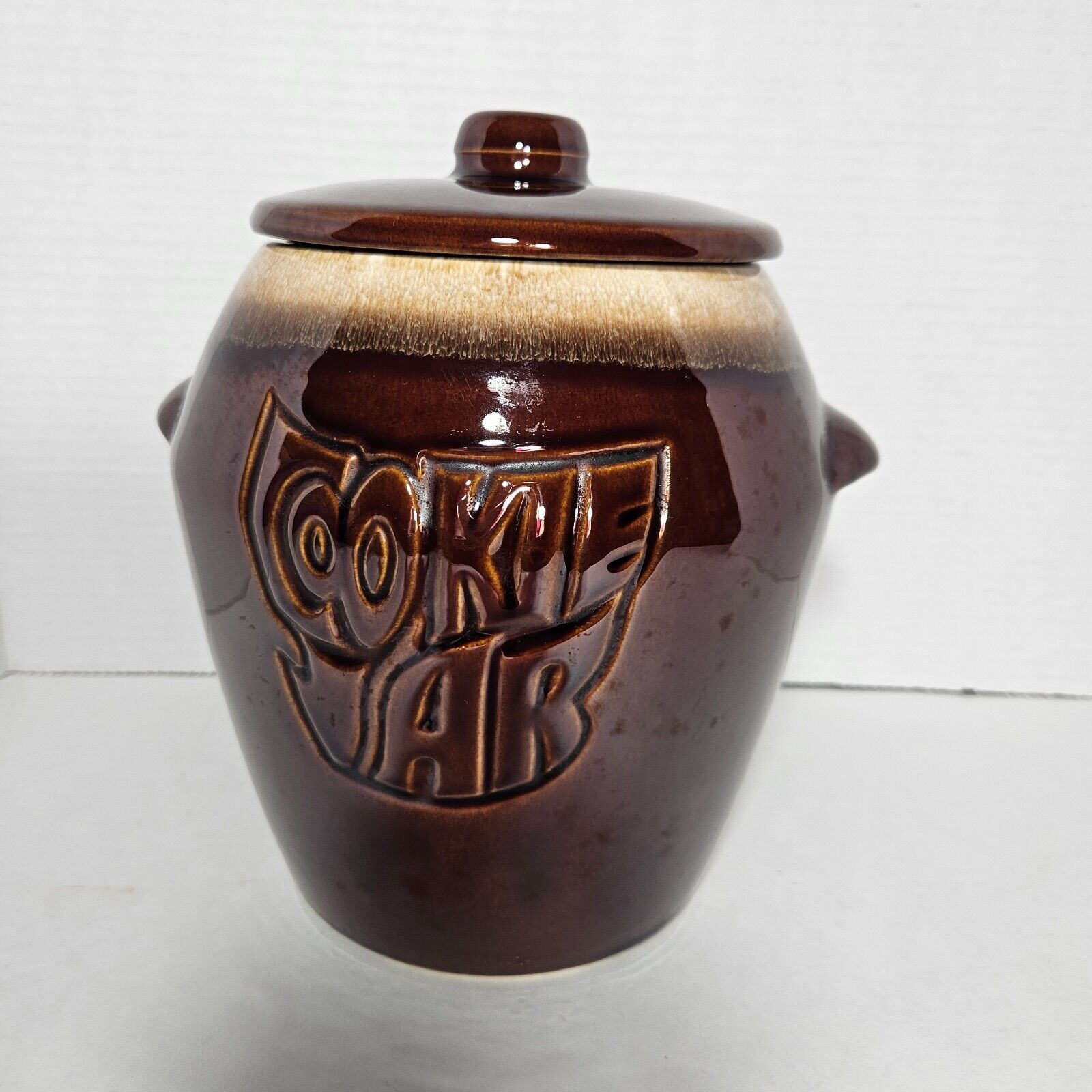 Vintage McCoy Pottery Brown Drip Glaze Cookie Jar W/Lid #7024 *excellent*