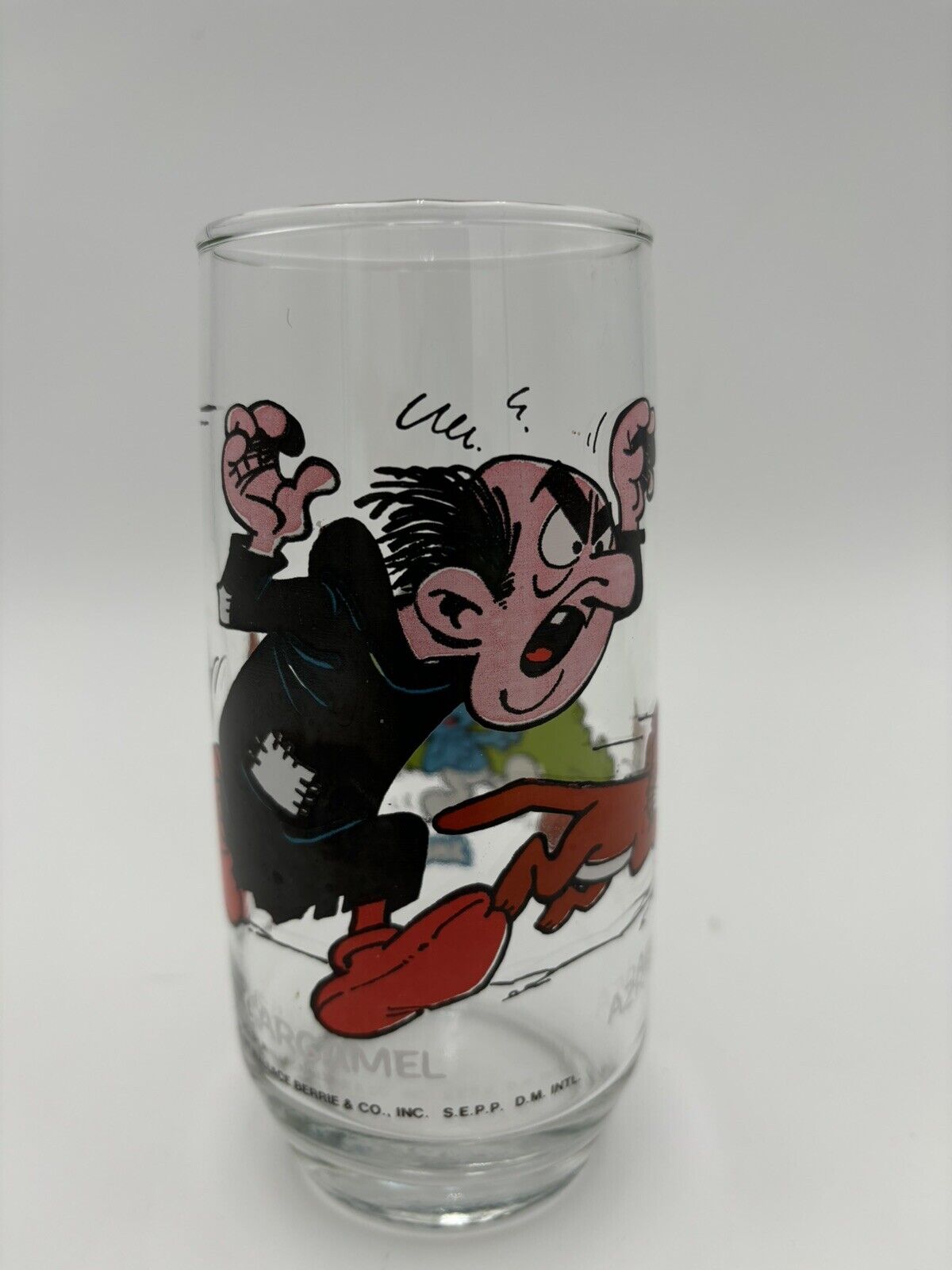 Vintage Gargamel and Azrael Smurf Glass Collectible 1983 Peyo