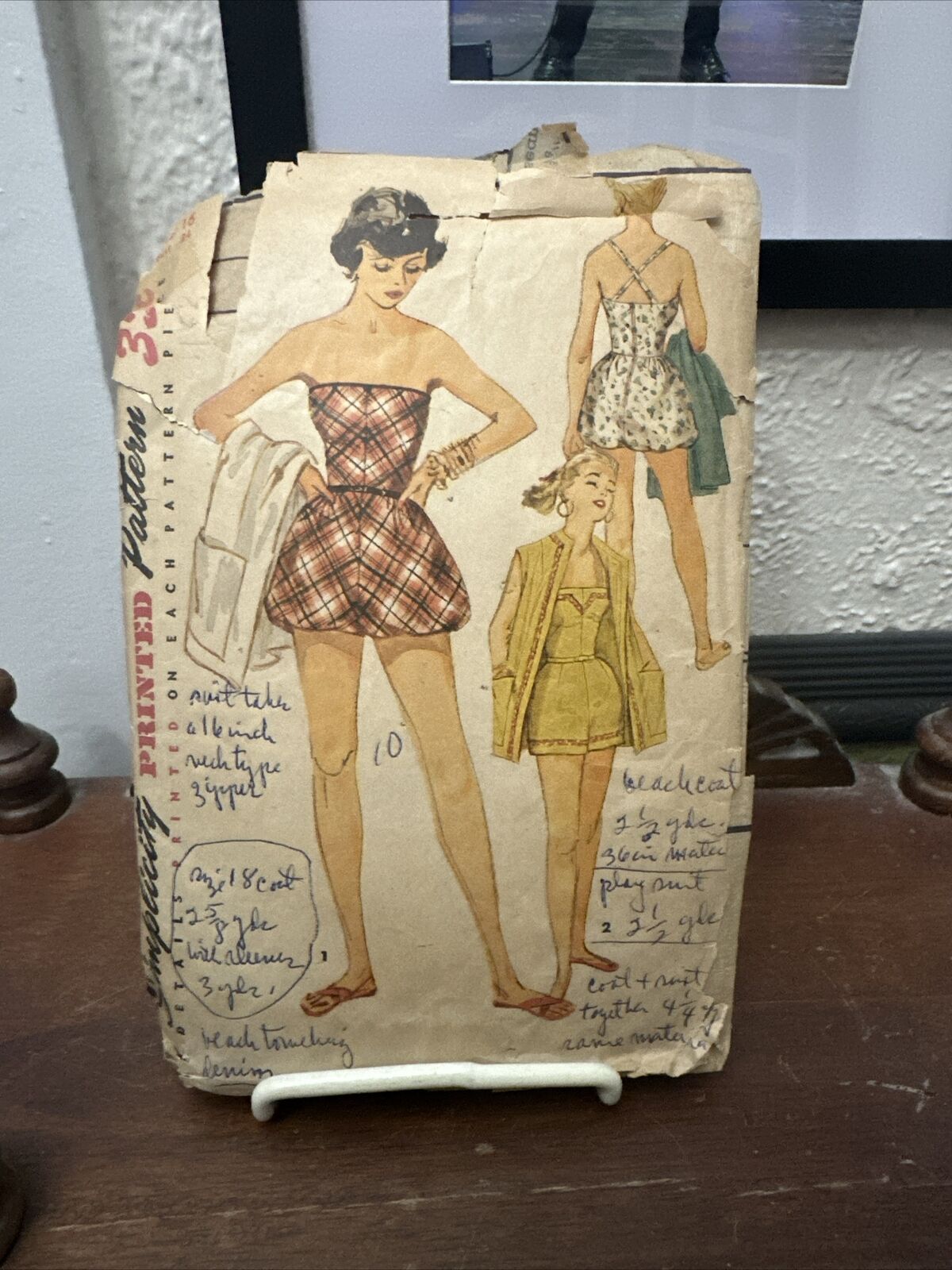 Vintage 1940s Simplicity Sewing Pattern 4715 Misses Playsuit & Coat