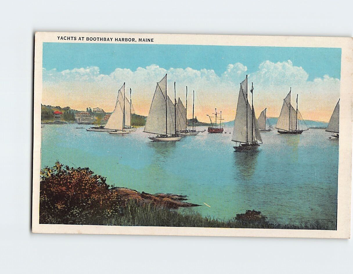 Postcard Yachts at Boothbay Harbor Maine USA