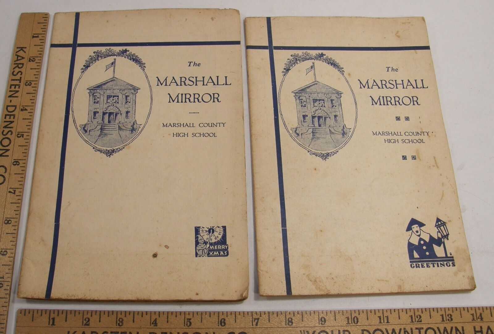TWO 1933 MARSHALL COUNTY HIGH SCHOOL MIRROR MAGAZINE W/LEWISBURG TENNESSEE ADS