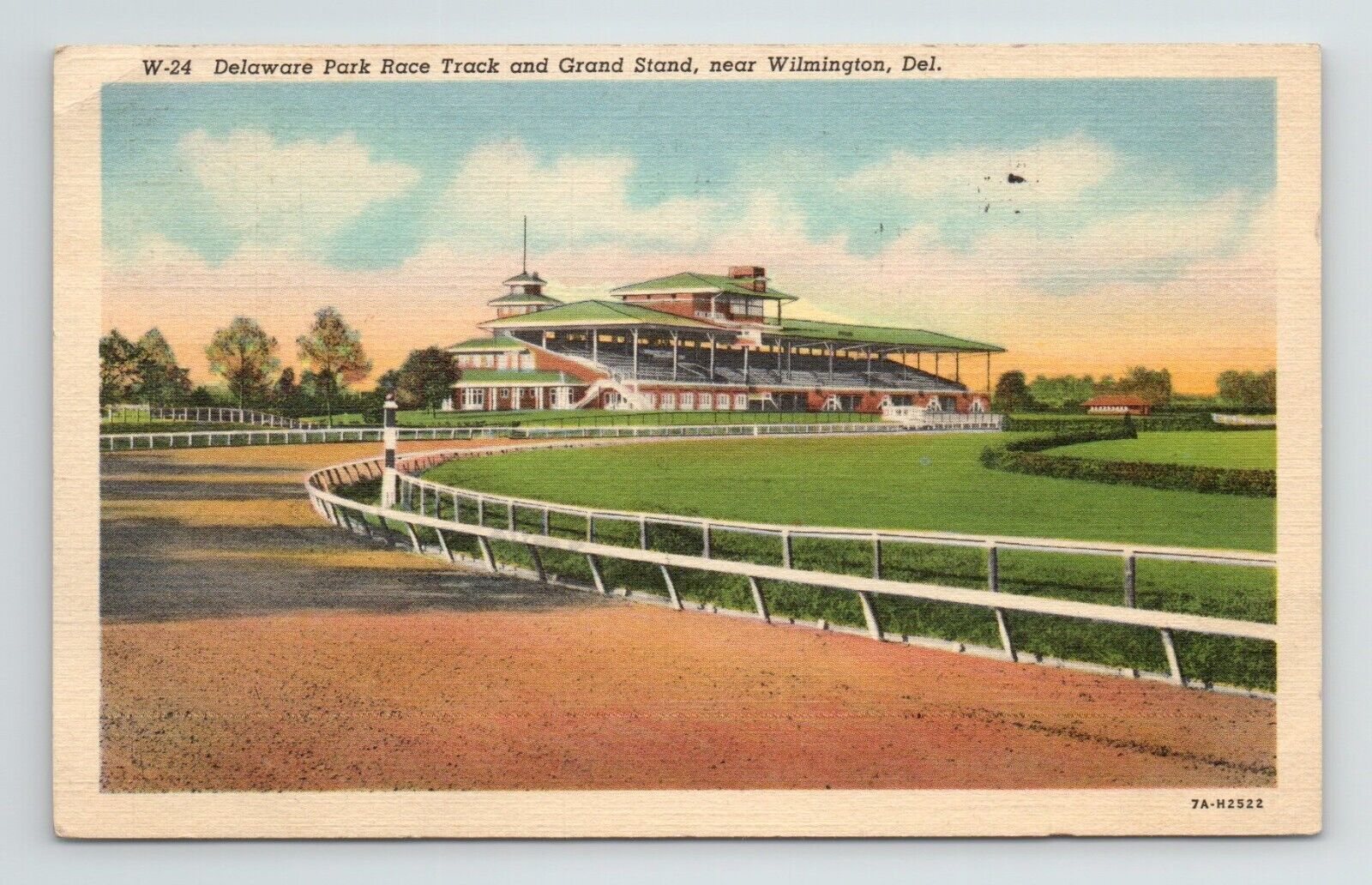 Wilmington Delaware Park Race Track Grandstand New Castle VTG DE Postcard
