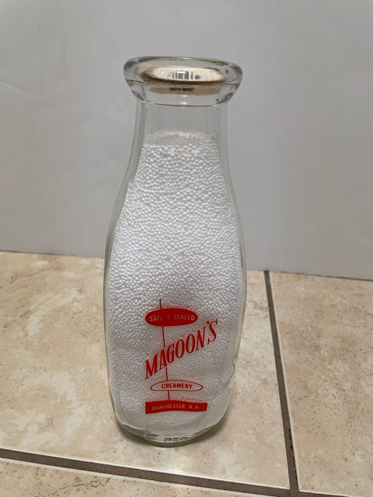Magoon\'s Creamery Manchester, N.H. One Quart Milk Bottle - Design #6