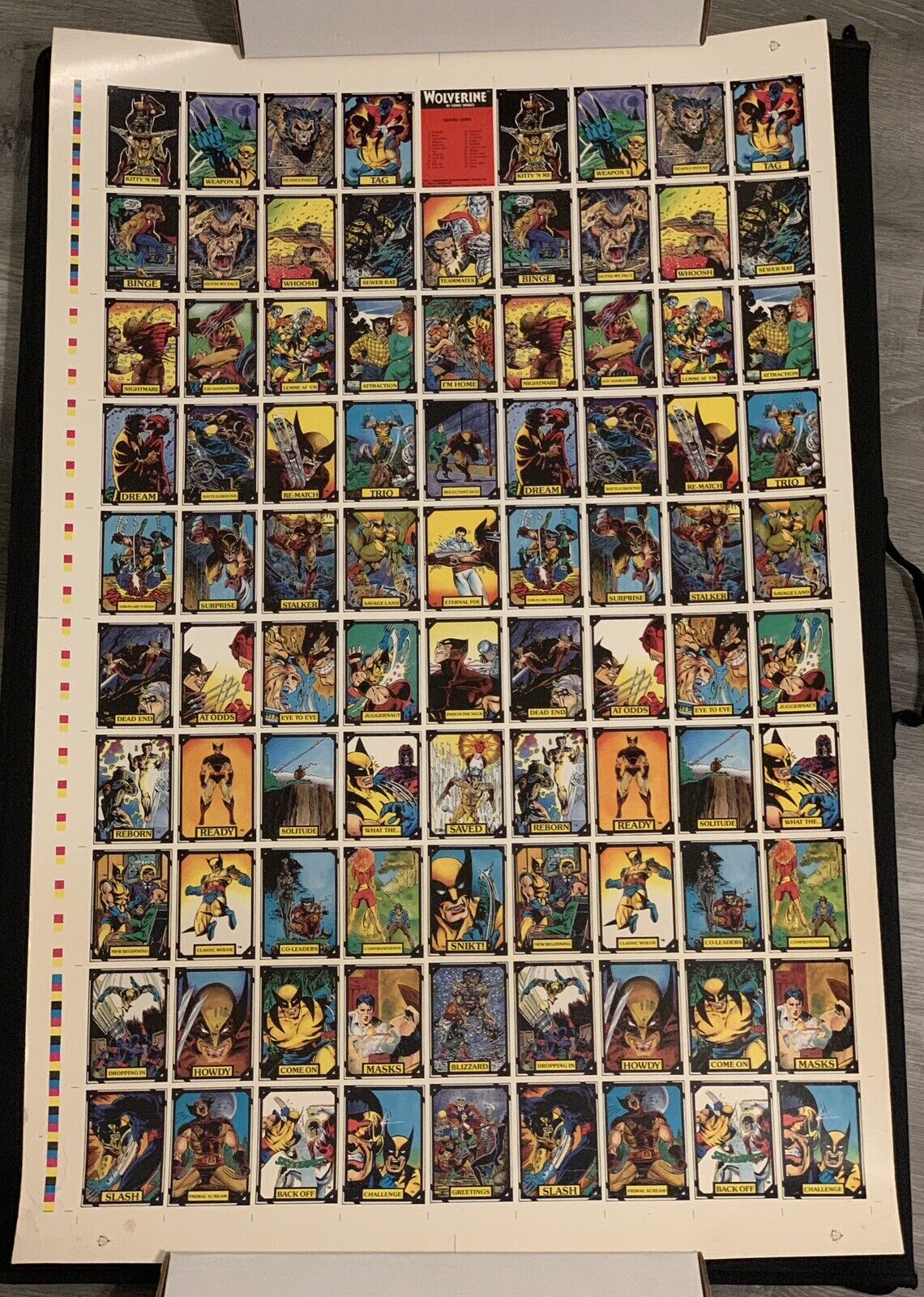 1988 Wolverine Comic Images Uncut Trading Card Sheet Marvel X-Men MCU