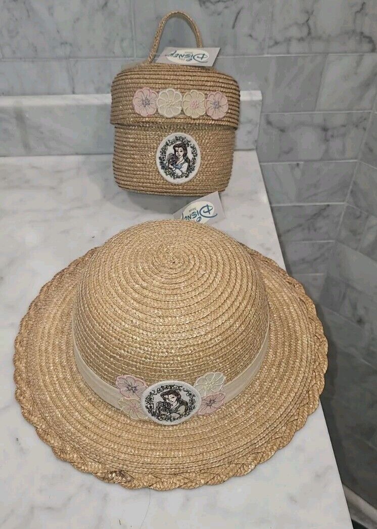 RARE 1990s The Disney Store Beauty & The Beast Belle Straw Hat & Purse NEW 💥