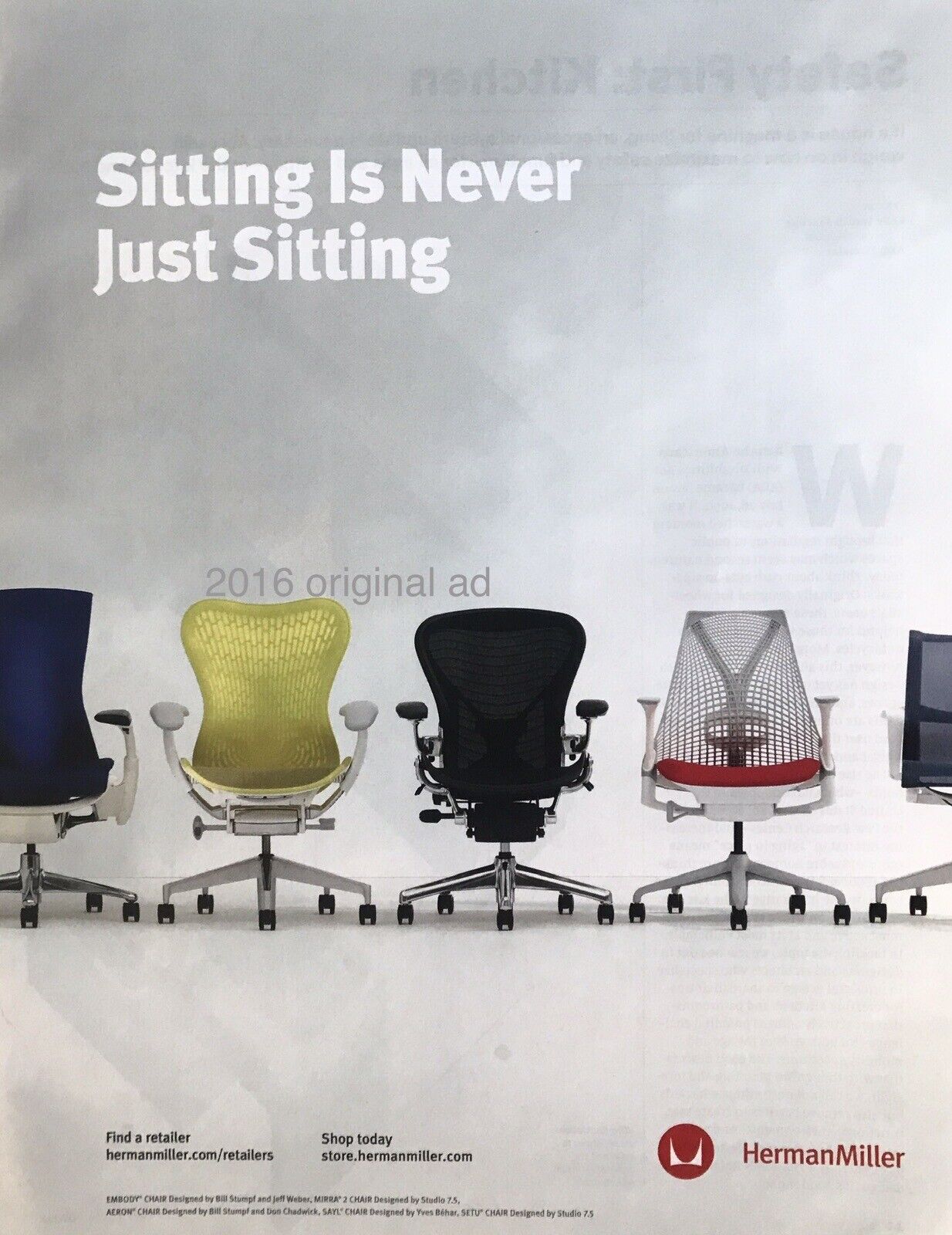 Herman Miller Sitting Is Never Just Sitting Modern Office Chairs Vtg PRINT AD
