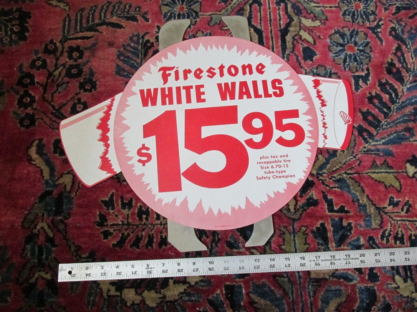 VTG FIRESTONE DEALER AD 1959 TIRE INSERT JULY 4TH SIGN FIRECRACKER WHITE WALLS