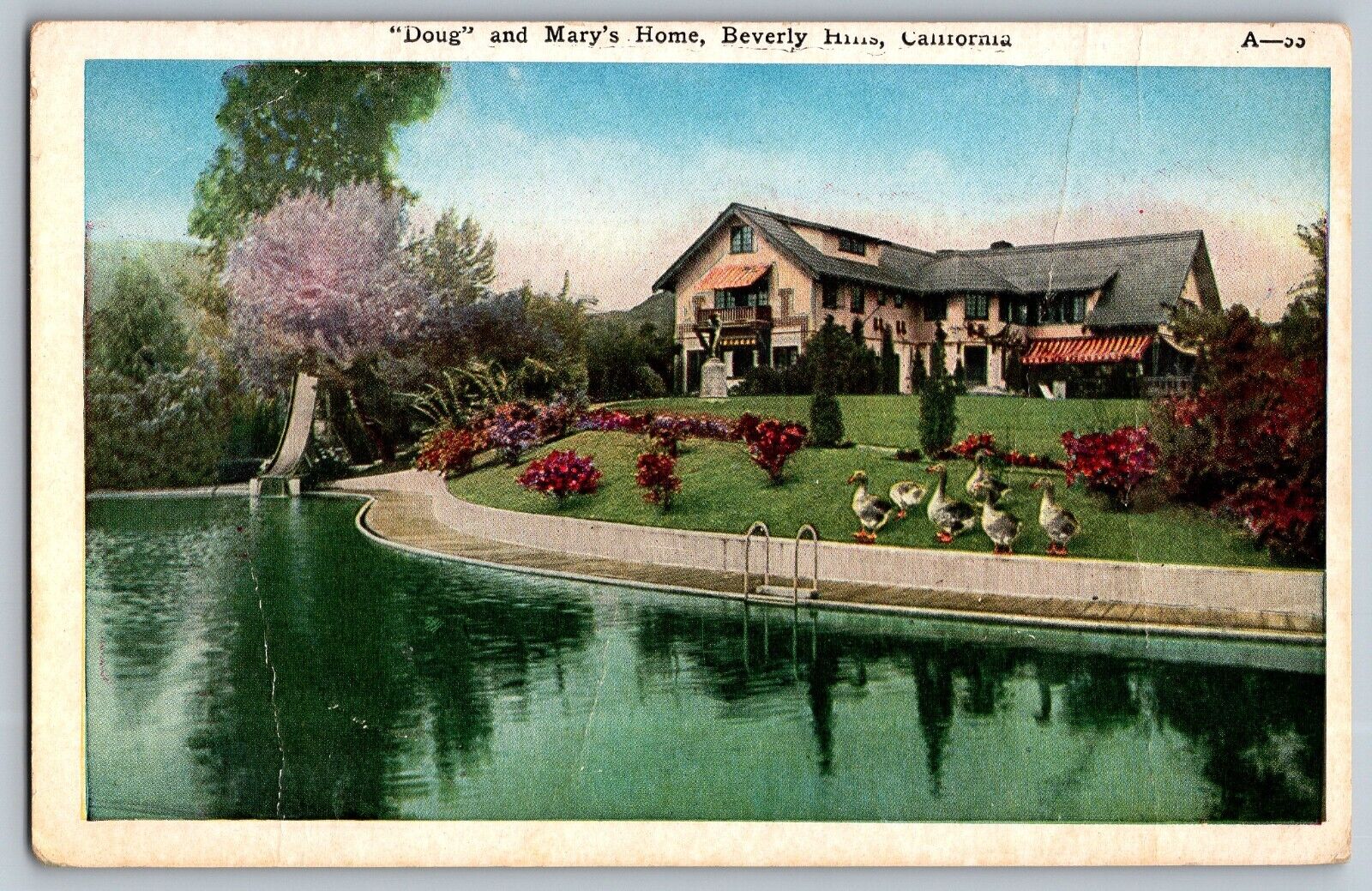 Beverley Hills, California - Dough & Mary\'s Home - Vintage Postcard - Unposted