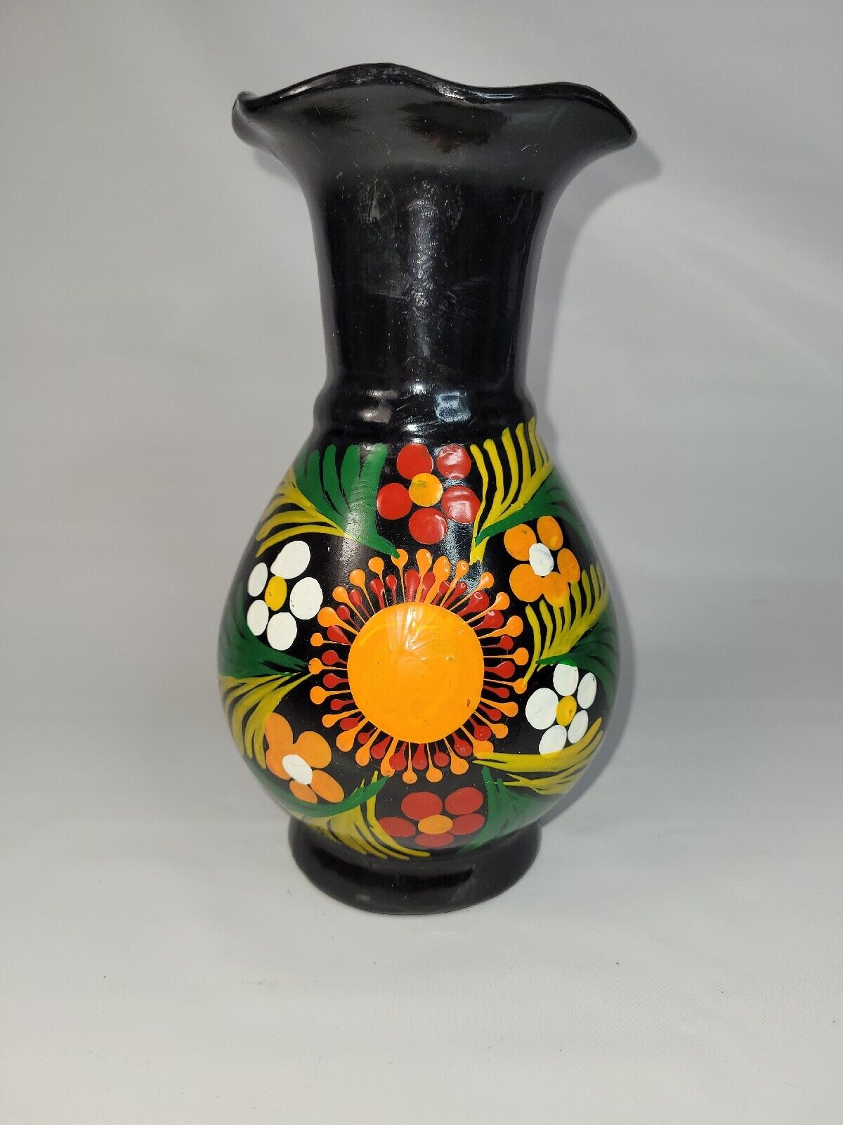 Vintage Sunflower Talavara Handmade & Handpainted VASE Mexico
