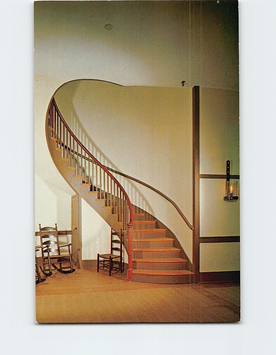 Postcard One of the twin spiral stairways Trustees Office Pleasant Hill KY USA