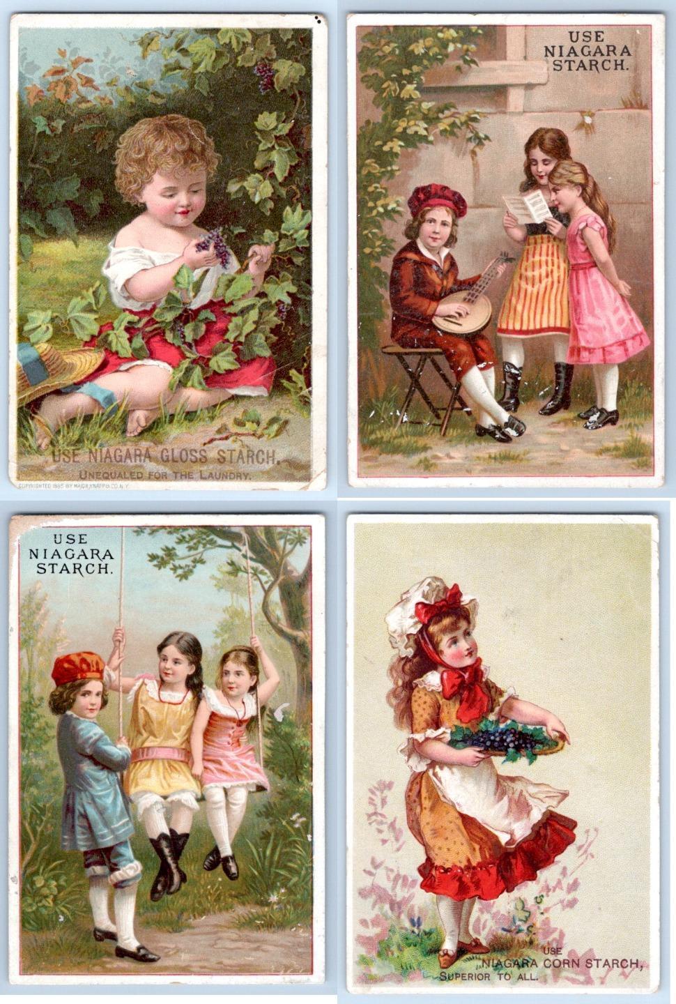 1880's LOT/4 NIAGARA CORN STARCH VICTORIAN TRADE CARDS SIZE CONDITION VARIES #3