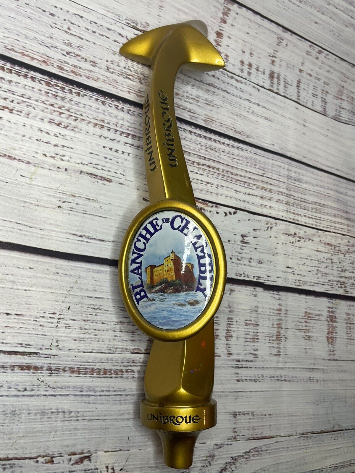Unibroue Blanche De Chambly Gold Devil’s Tail Draft Beer Tap Handle Canada 16”