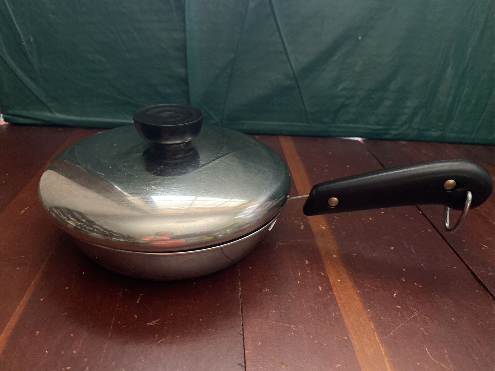 Vtg  REVERE WARE 6 In Sauté/Frying Pan W/ Lid Stainless Steel Copper 1801 USA