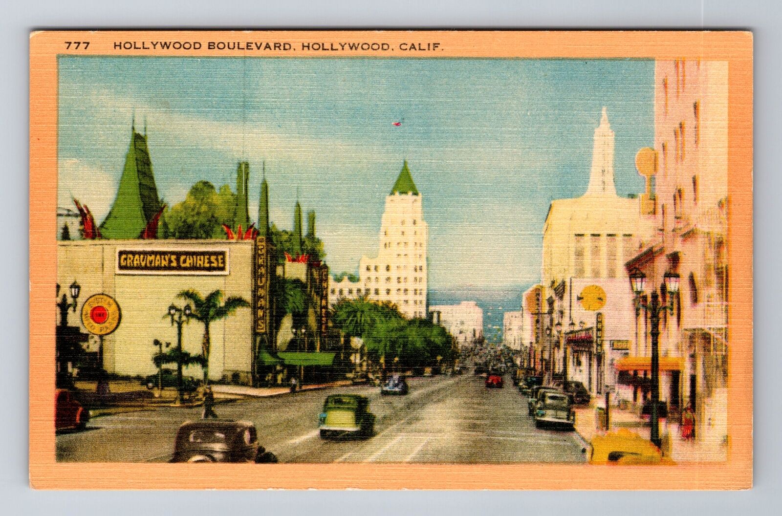Hollywood CA-California, Hollywood Boulevard, Antique, Vintage Postcard