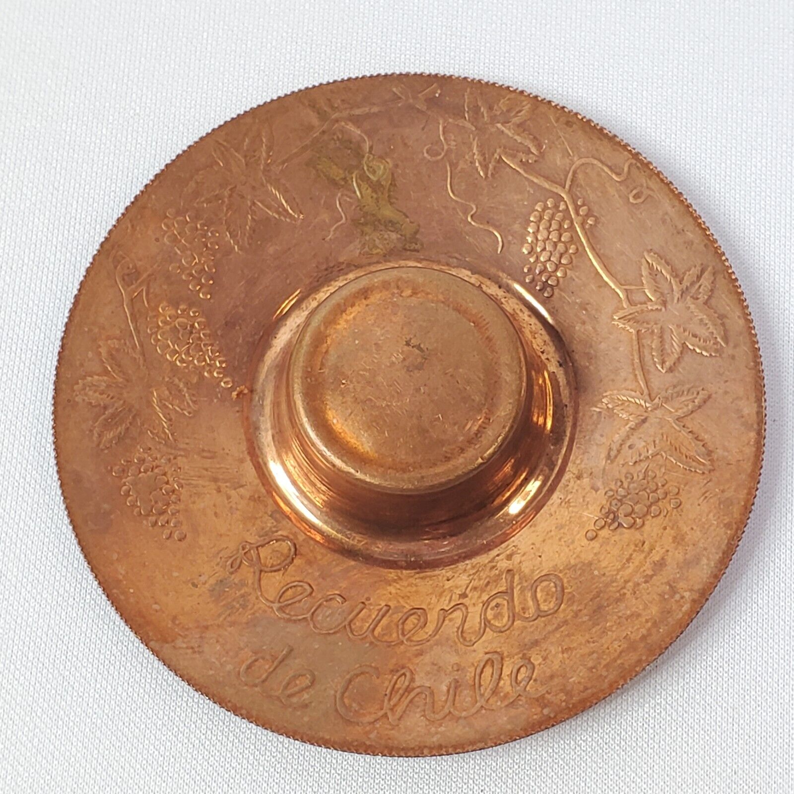 Recuerdo de Chile Copper Souvenir  Sombrero Embossed Memories of Chile 2.75\