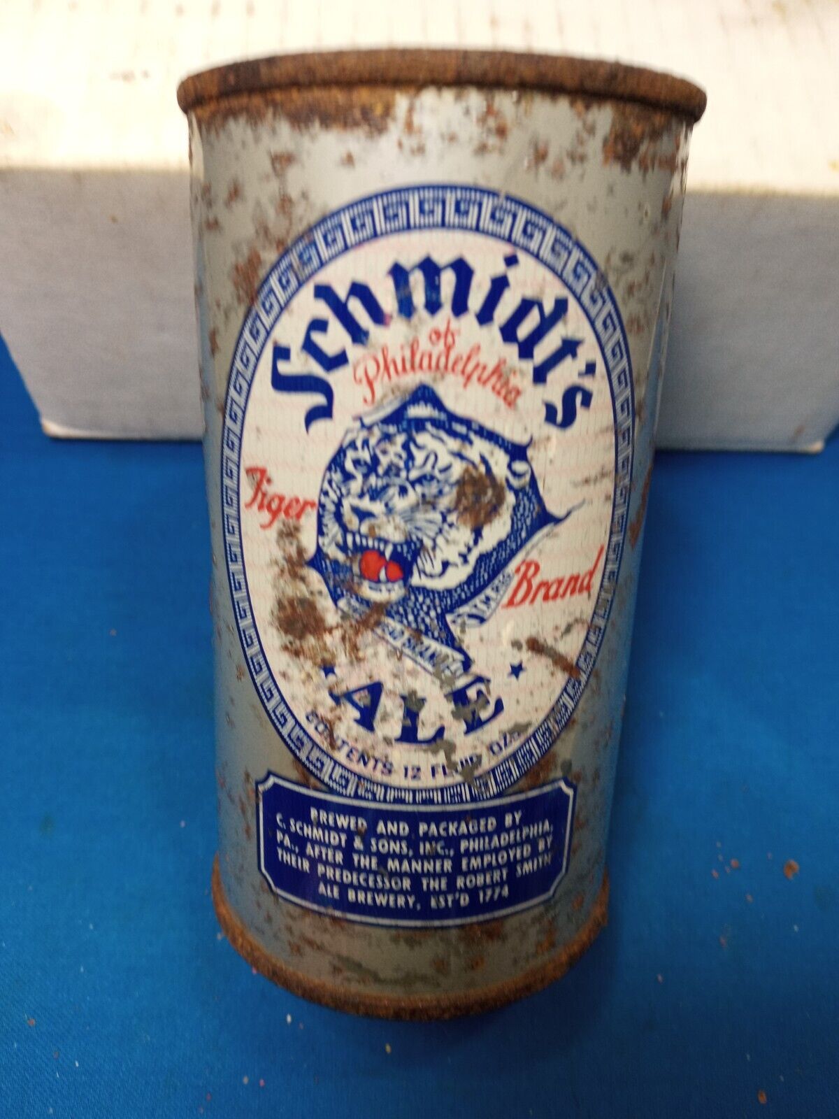 Schmidt\'s tiger ale   flat top  beer can  , EMPTY can
