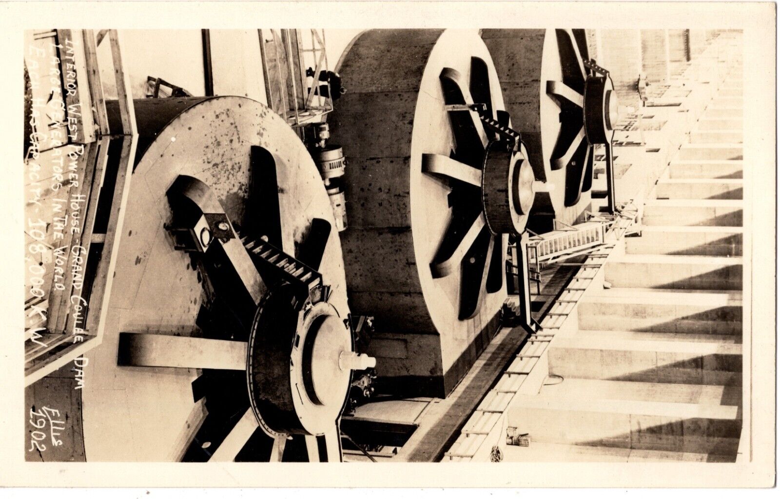 RPPC POSTCARD 1902 INTERIOR WEST POWER HOUSE GENERATORS FOR GRAND COULEE DAM