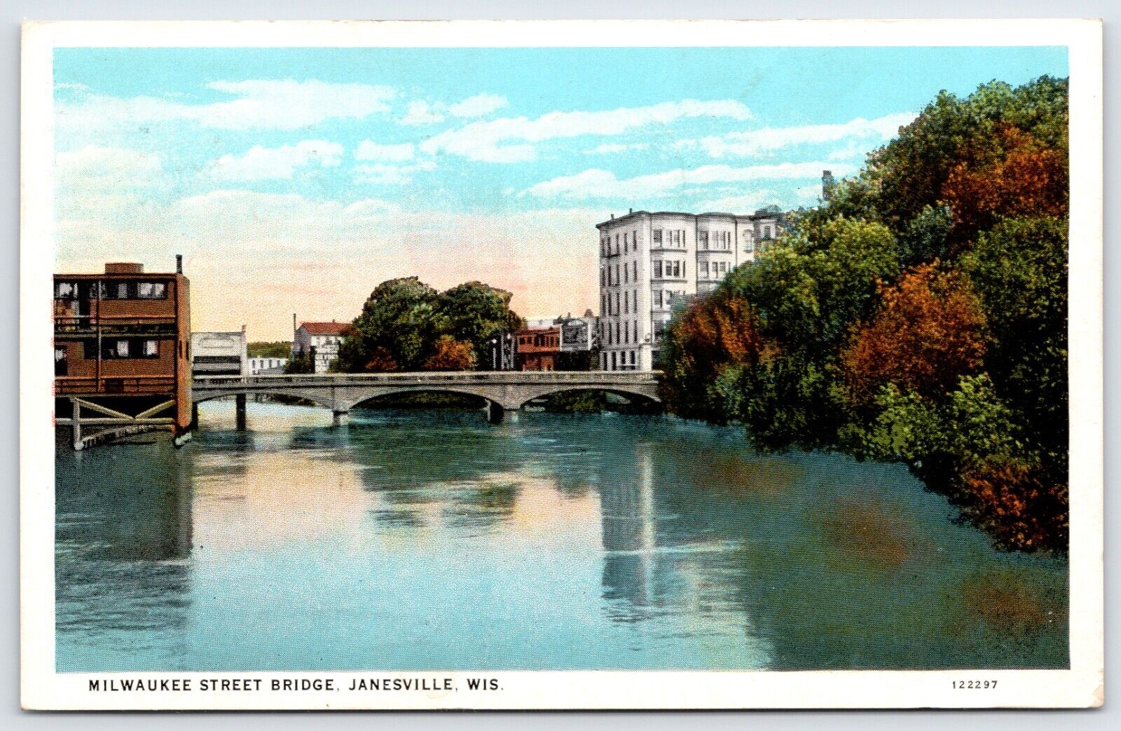 Postcard Milwaukee Street Bridge, Janesville Wisconsin Posted 1929