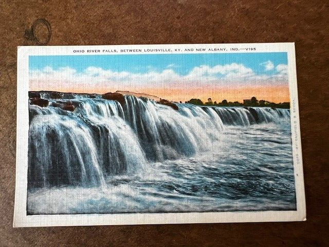 Postcard, Ohio River Falls between Louisville, KY and New Albany, Indiana, Linen