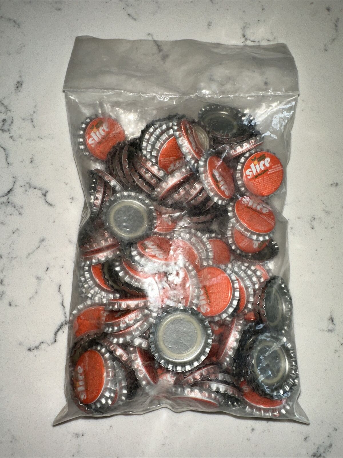 Sealed Bag Vintage Unused ORANGE SLICE Soda Bottle Caps by Pepsi ROUGHLY 150 Cap