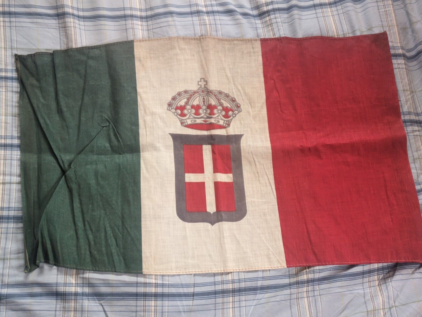 Antique WWI/WWII Kingdom Of Italy Flag Fascist Imperial Italian 14inchx24inch