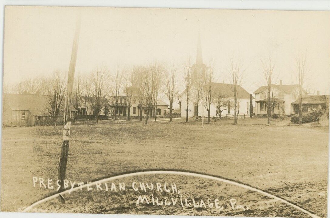 Presbyterian Church, Mill Village PA, unused, vintage 1940\'s postcard