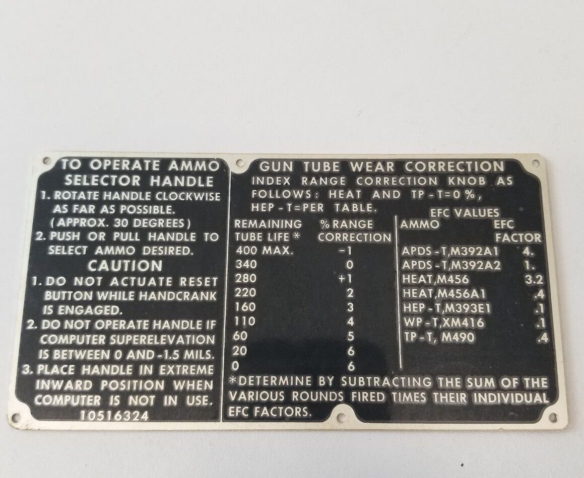 VINTAGE US army air force NAVY WWII GUN  Instruction Ammo Selector plate sign