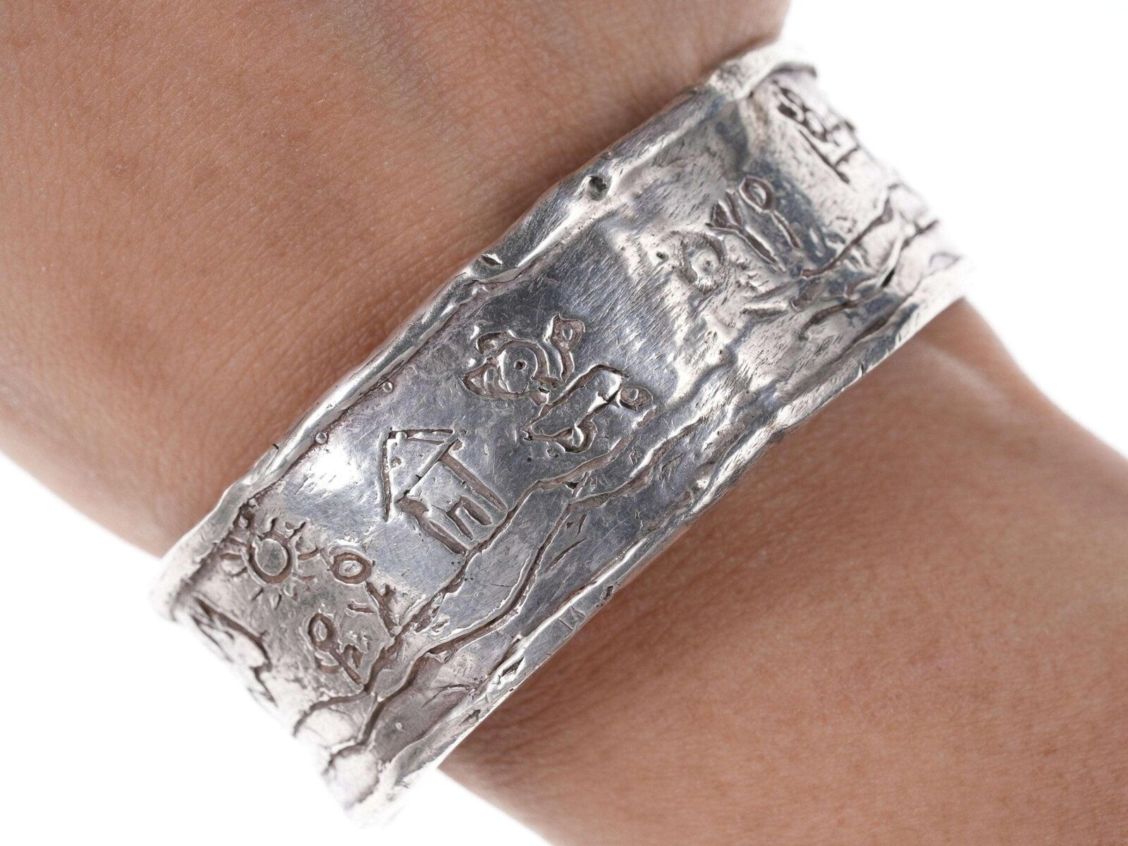 Strange, Heavy, Super cool sterling silver  cuff bracelet