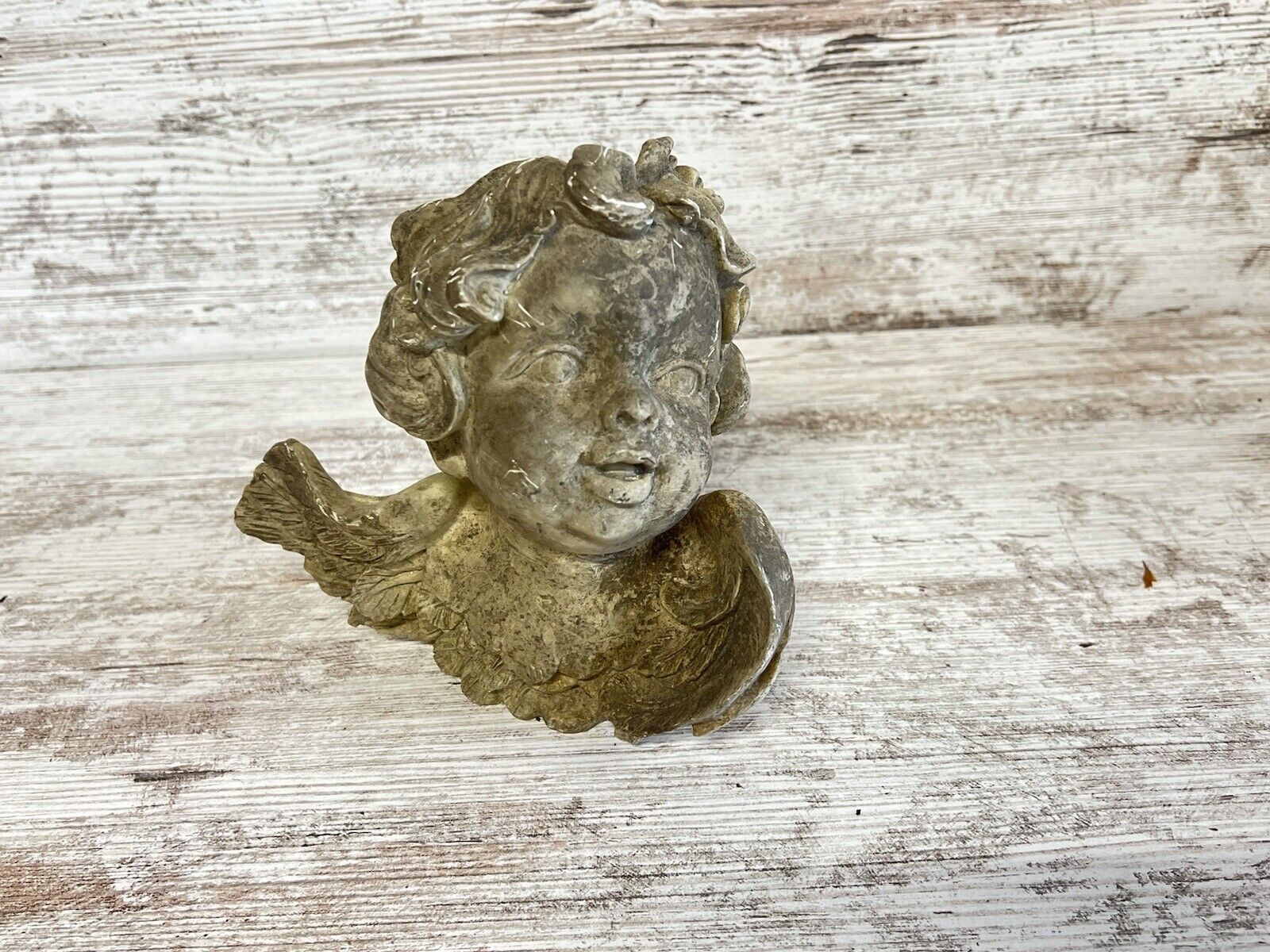 Vintage Polychrome Angel / Putto Plaster 7 Inches in Height 