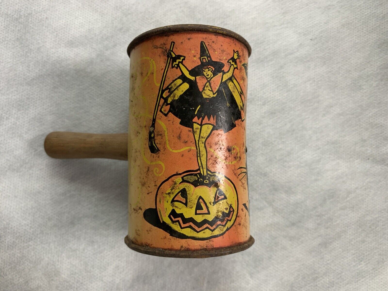 KIRCHHOF Halloween Tin Cylinder Rattle Noisemaker Sexy Witch Pumpkin BlackCatBat