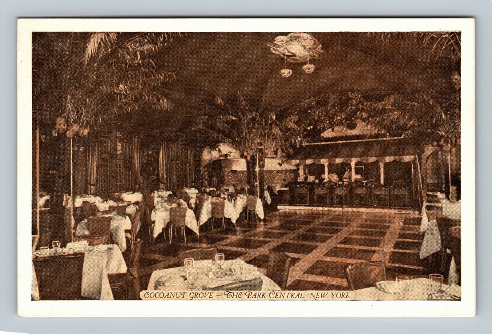 Famous Coconut Grove Dining, Dancing, Antique Vintage New York City Postcard