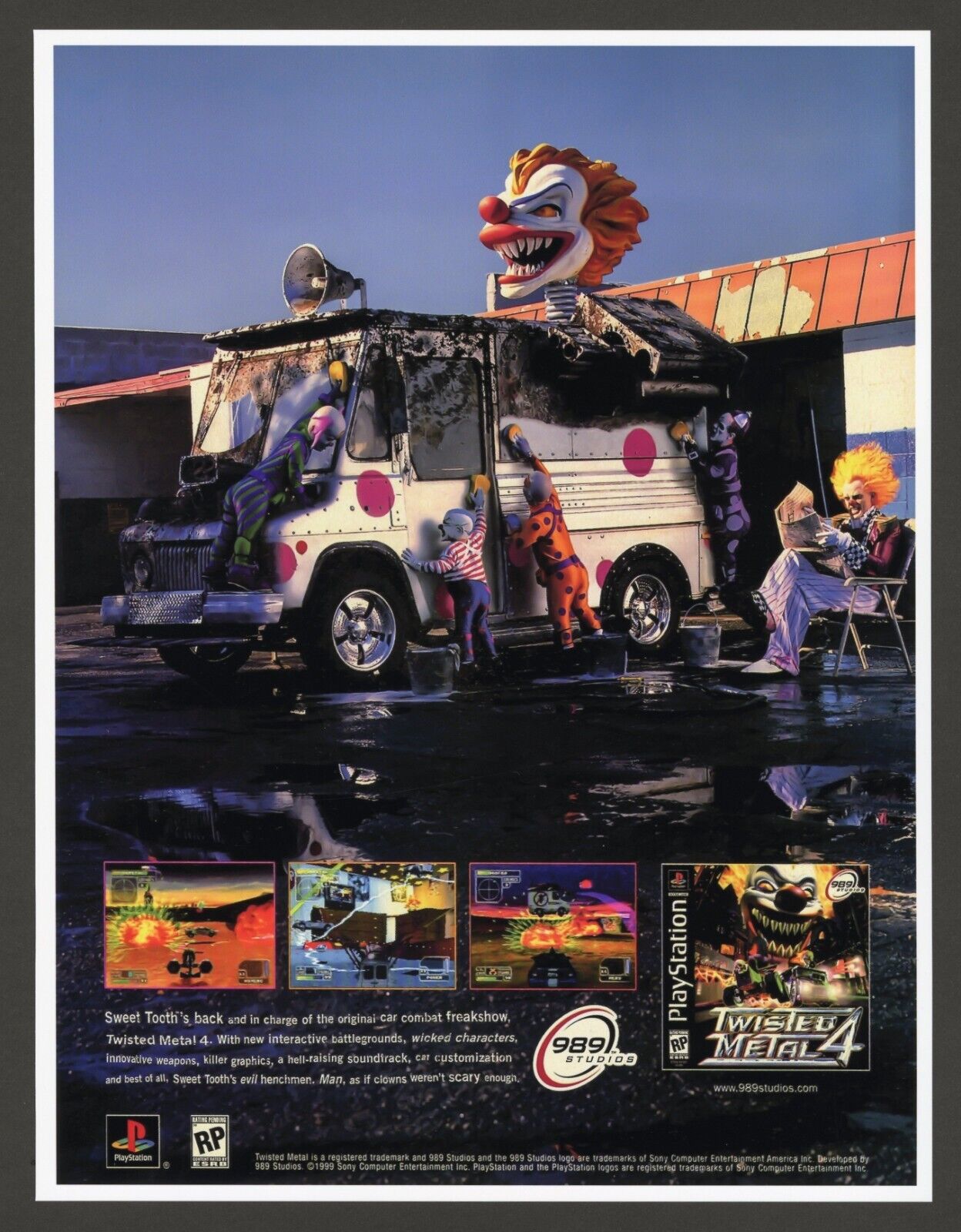 Twisted Metal 4 Playstation 1 PS1 1999 Promo Ad Art Print Glossy Wall Poster