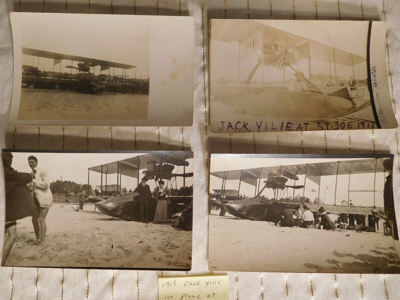 4 1913 Jack Vilas Prep for RECORD 1st Trans Lake Michigan Flight RPPC Smithsonin