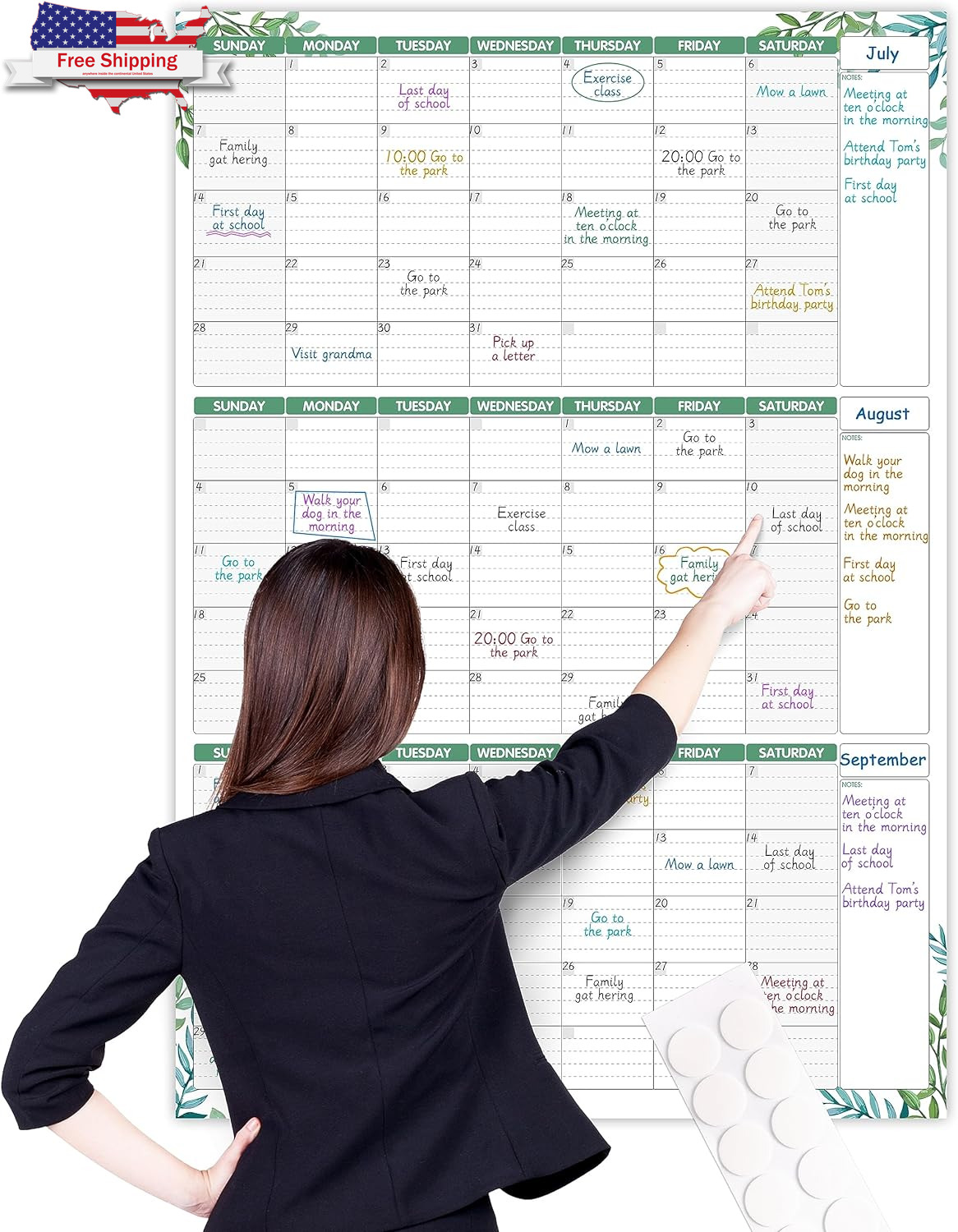 Large Dry Erase Calendar for Wall - Undated 3 Month Wall Calendar, 28\