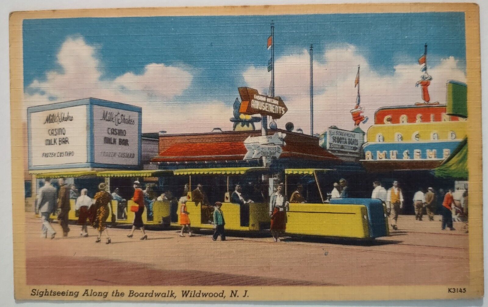 Vintage Postcard Sightseeing Boardwalk Wildwood New Jersey